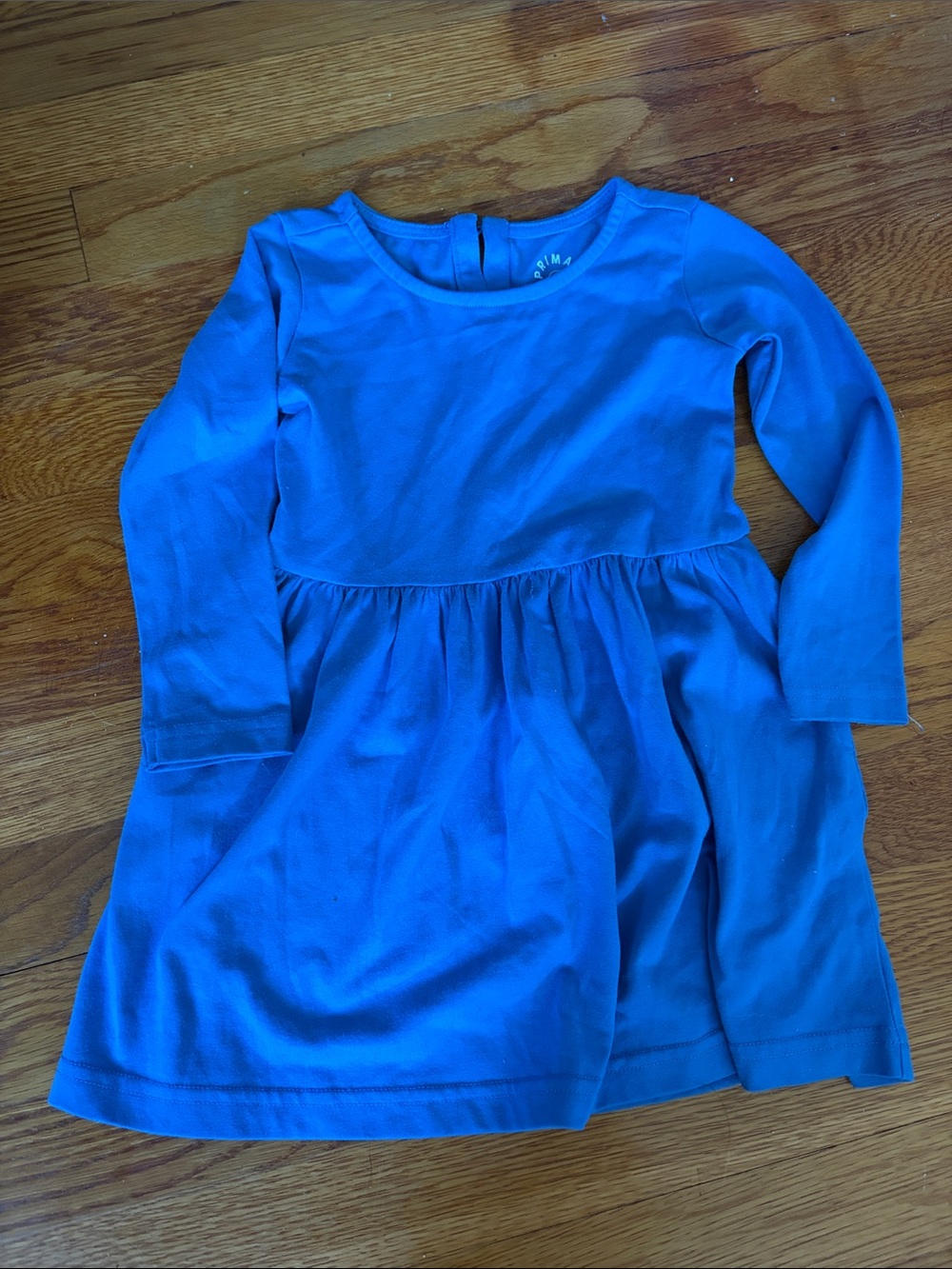 Primary Blue Long-Sleeve Casual Dress